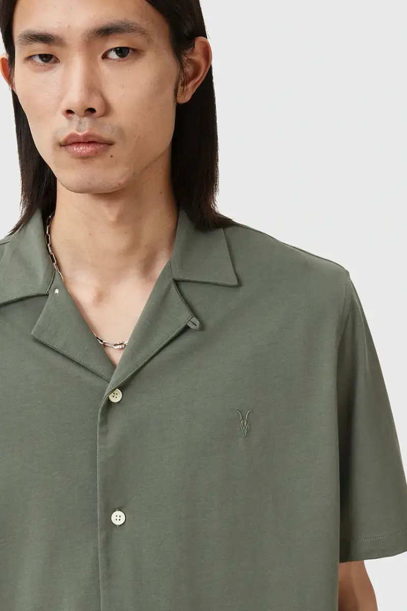 camicia in cotone HUDSON uomo colore bianco M081SA Verde miniatura 2