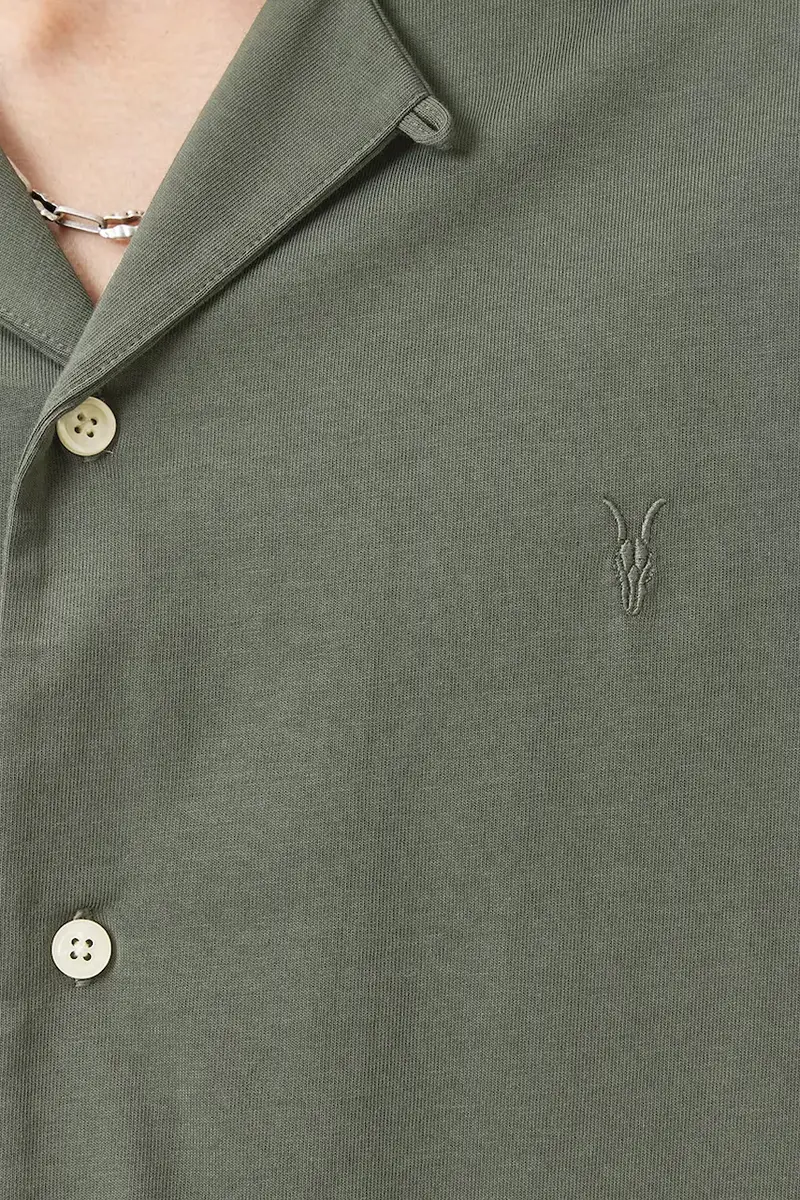 camicia in cotone HUDSON uomo colore bianco M081SA Verde miniatura 3