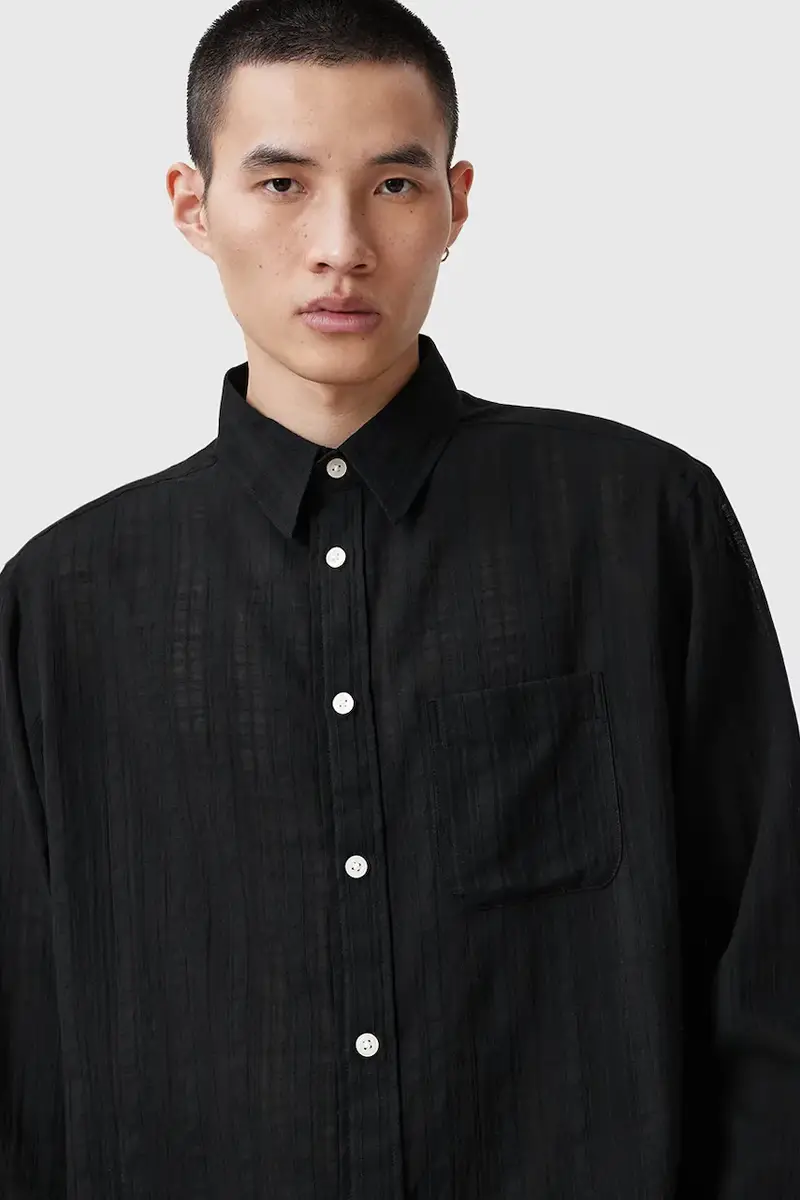 camicia in cotone KARMI uomo colore nero M040SC miniatura 2