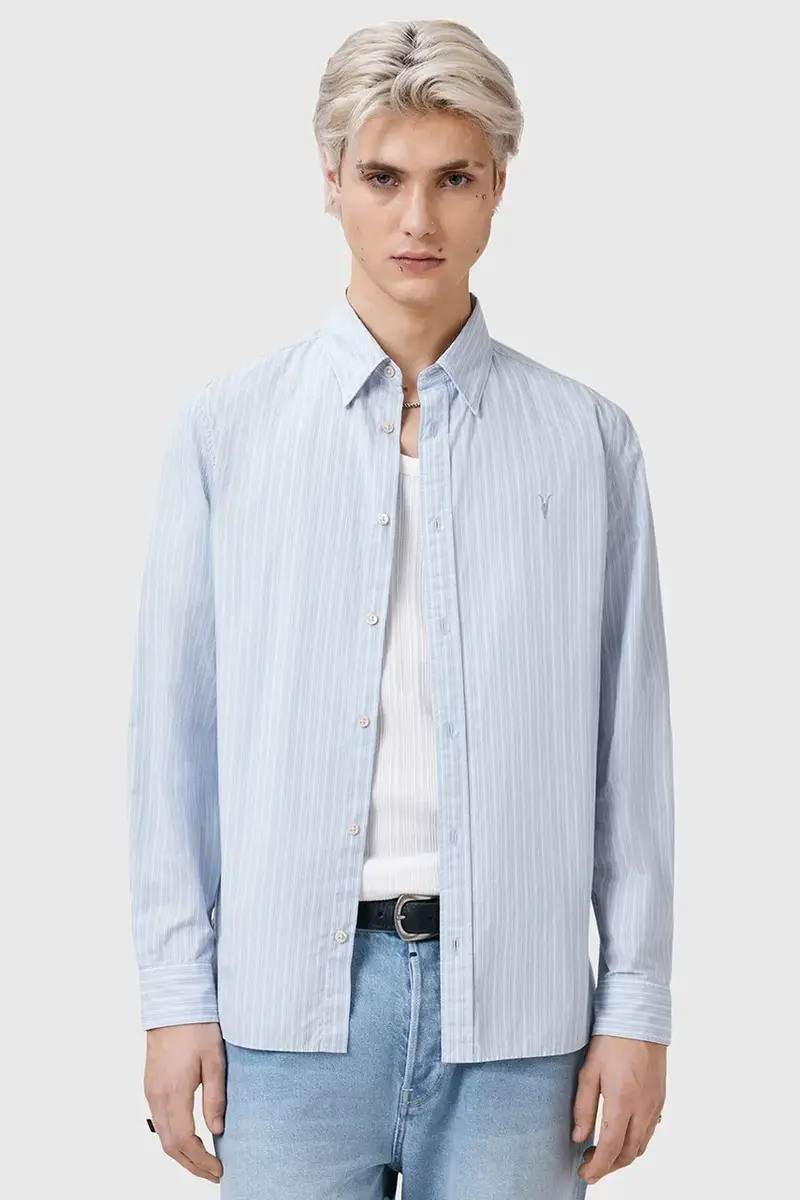 camicia in cotone SAINT uomo colore blu M087SC miniatura 5