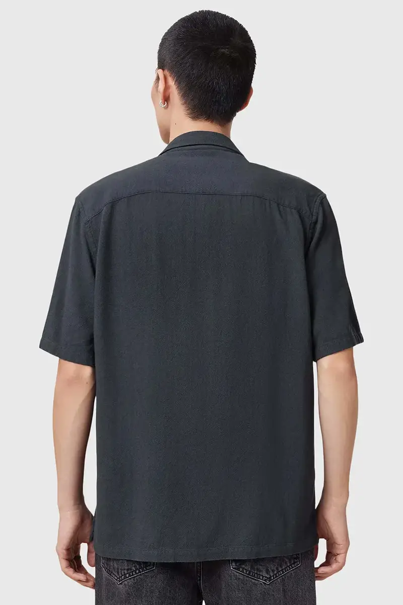 camicia in lino misto CUDI uomo colore blu navy M052SC miniatura 3