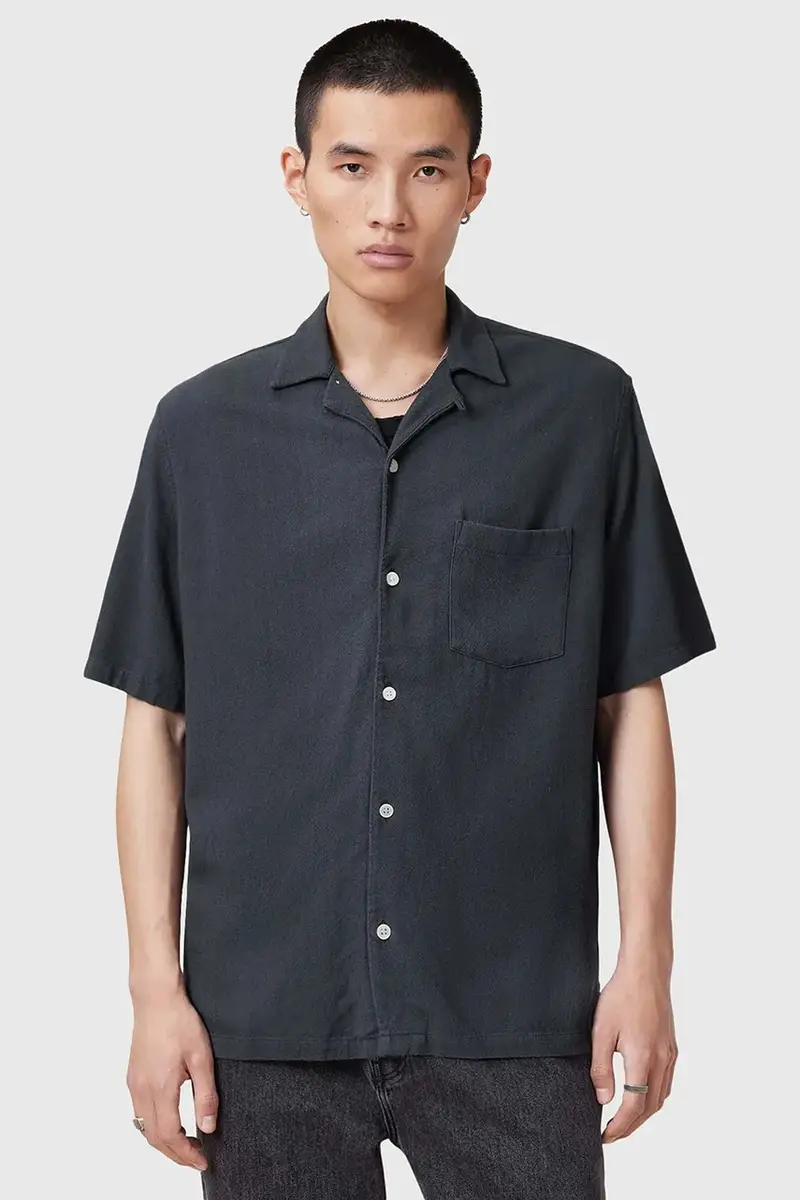 camicia in lino misto CUDI uomo colore blu navy M052SC miniatura 4