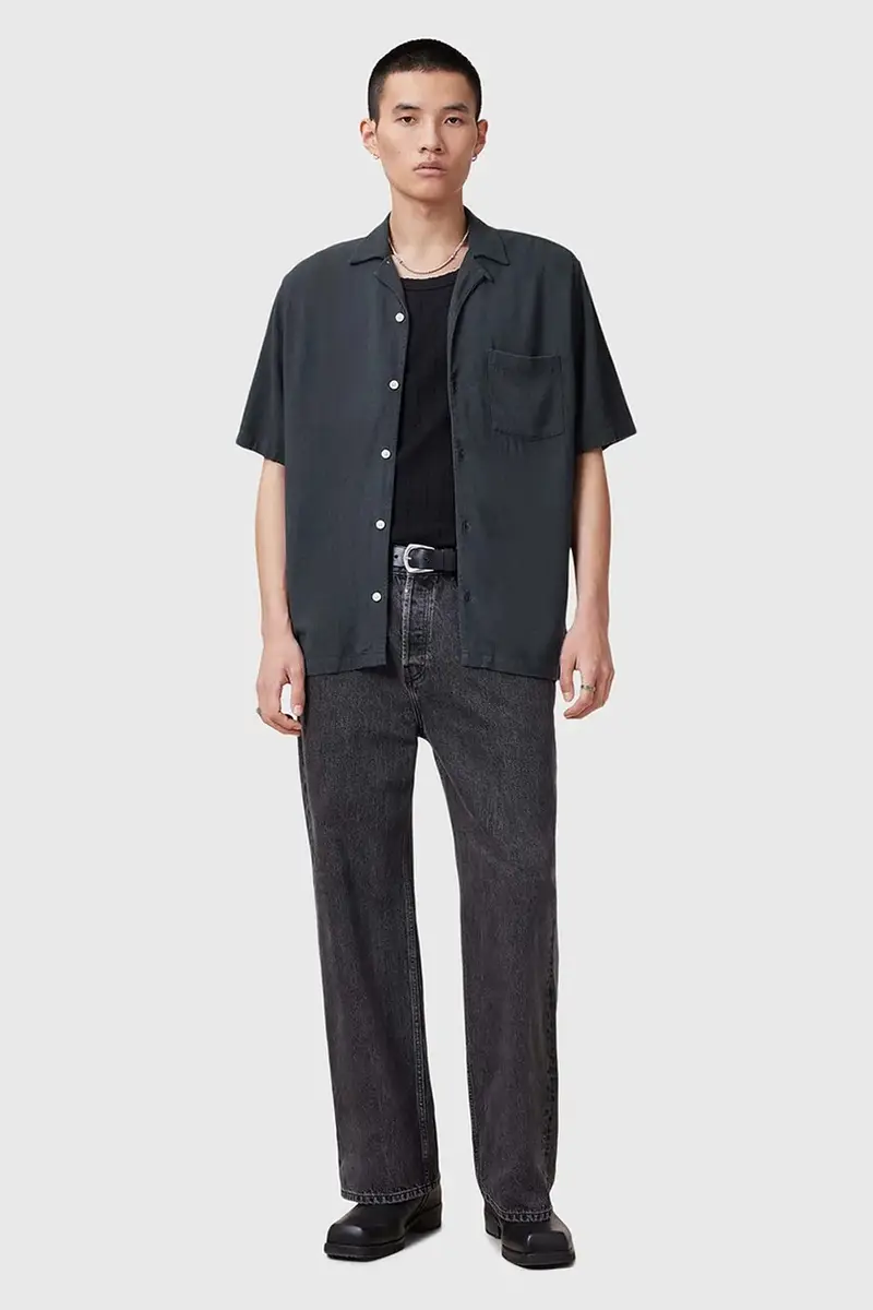 camicia in lino misto CUDI uomo colore blu navy M052SC miniatura 5