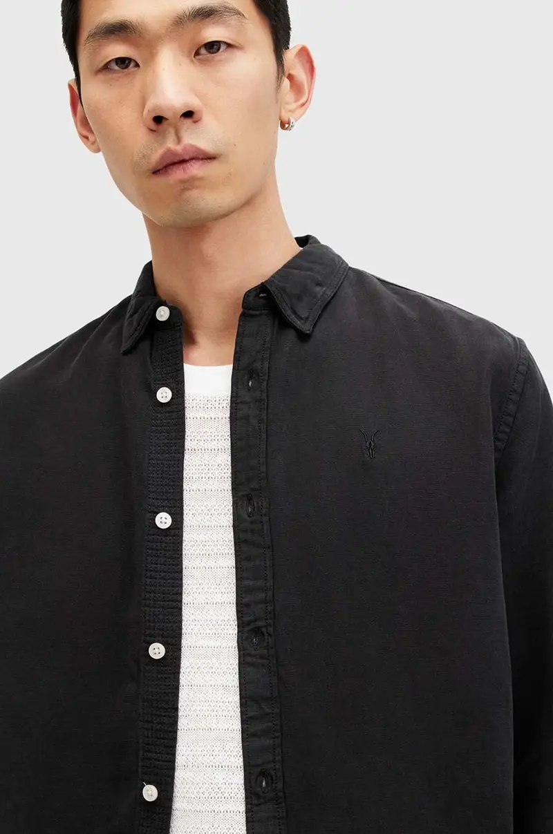 camicia in lino misto LAGUNA LS SHIRT colore nero M160SB miniatura 2