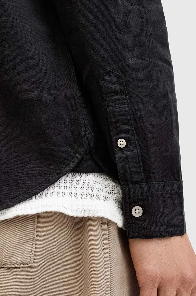 camicia in lino misto LAGUNA LS SHIRT colore nero M160SB miniatura 3