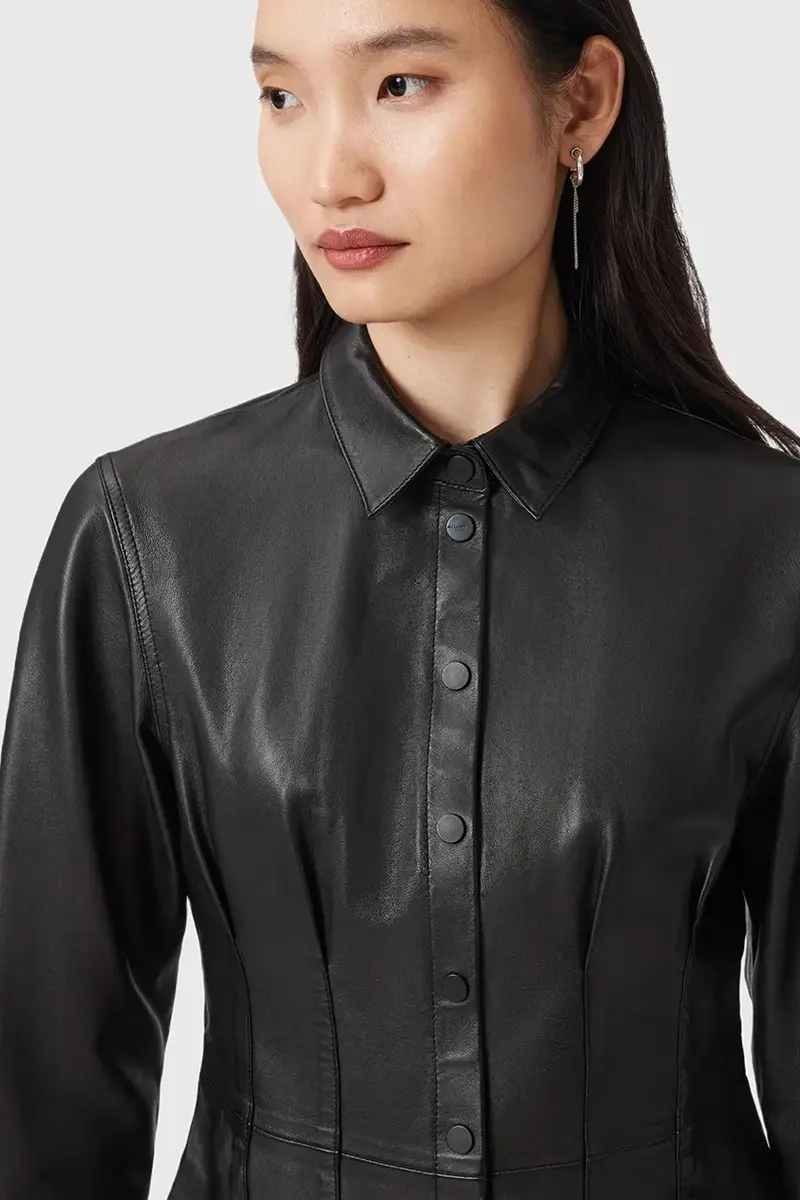 camicia in pelle LARSON donna colore nero W034PD miniatura 2