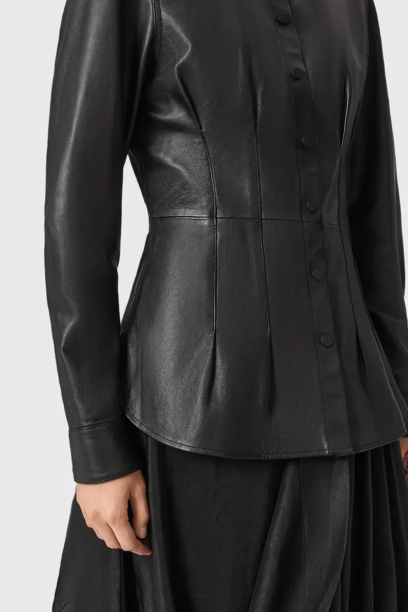 camicia in pelle LARSON donna colore nero W034PD miniatura 3