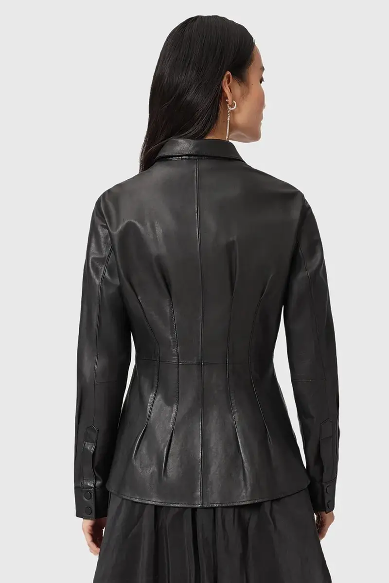 camicia in pelle LARSON donna colore nero W034PD miniatura 4