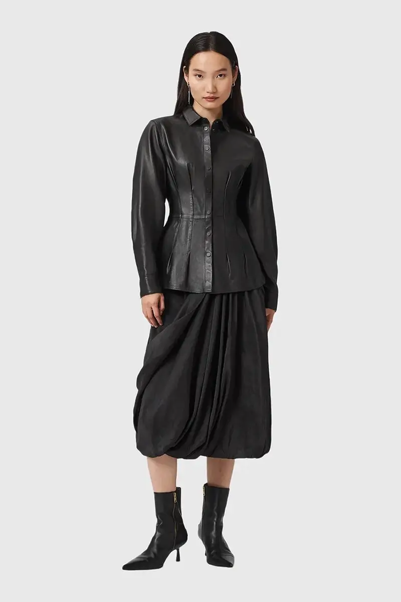 camicia in pelle LARSON donna colore nero W034PD miniatura 5