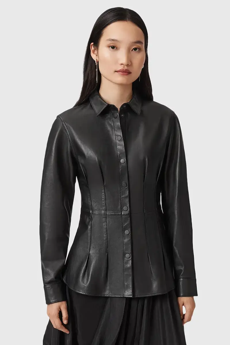 camicia in pelle LARSON donna colore nero W034PD