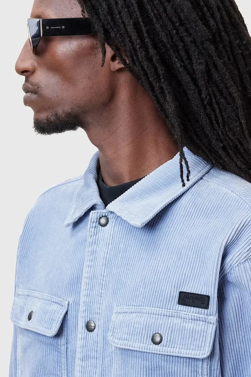 camicia in velluto a coste CASTLEFORD colore blu M084OB miniatura 2