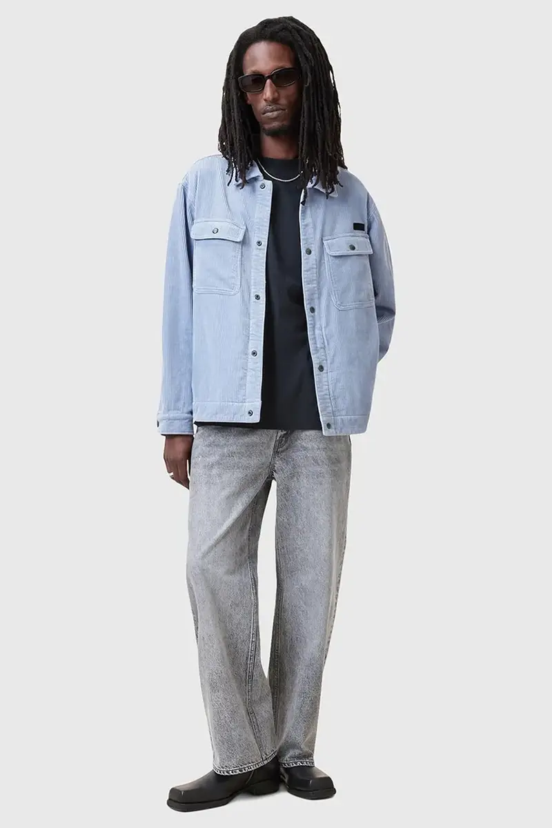 camicia in velluto a coste CASTLEFORD colore blu M084OB miniatura 5