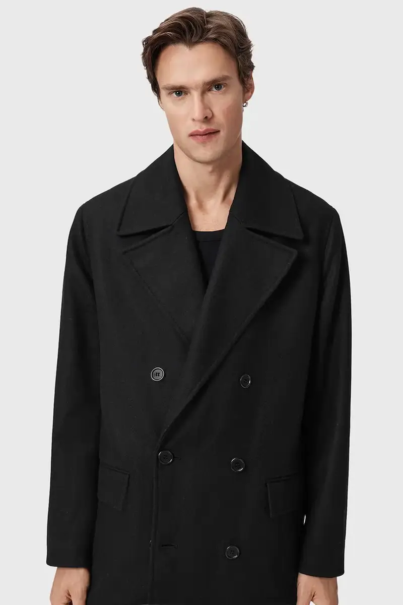 cappotto con lana CURRAN colore nero M019OD miniatura 3