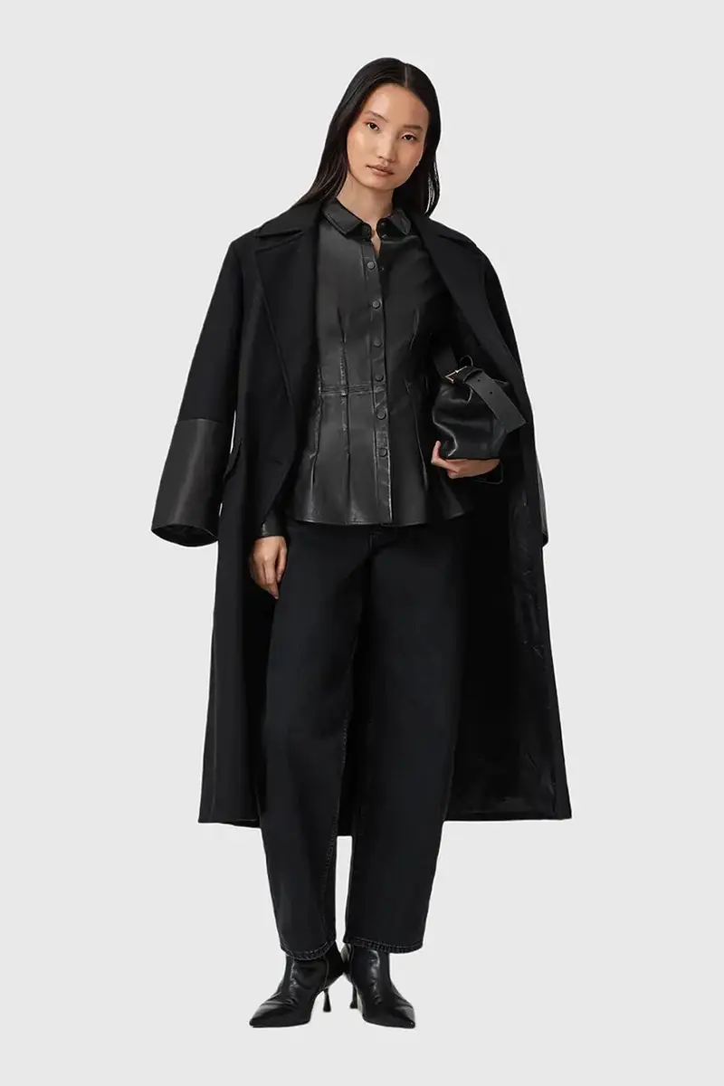 cappotto con lana SELLMA colore nero W020OD miniatura 4