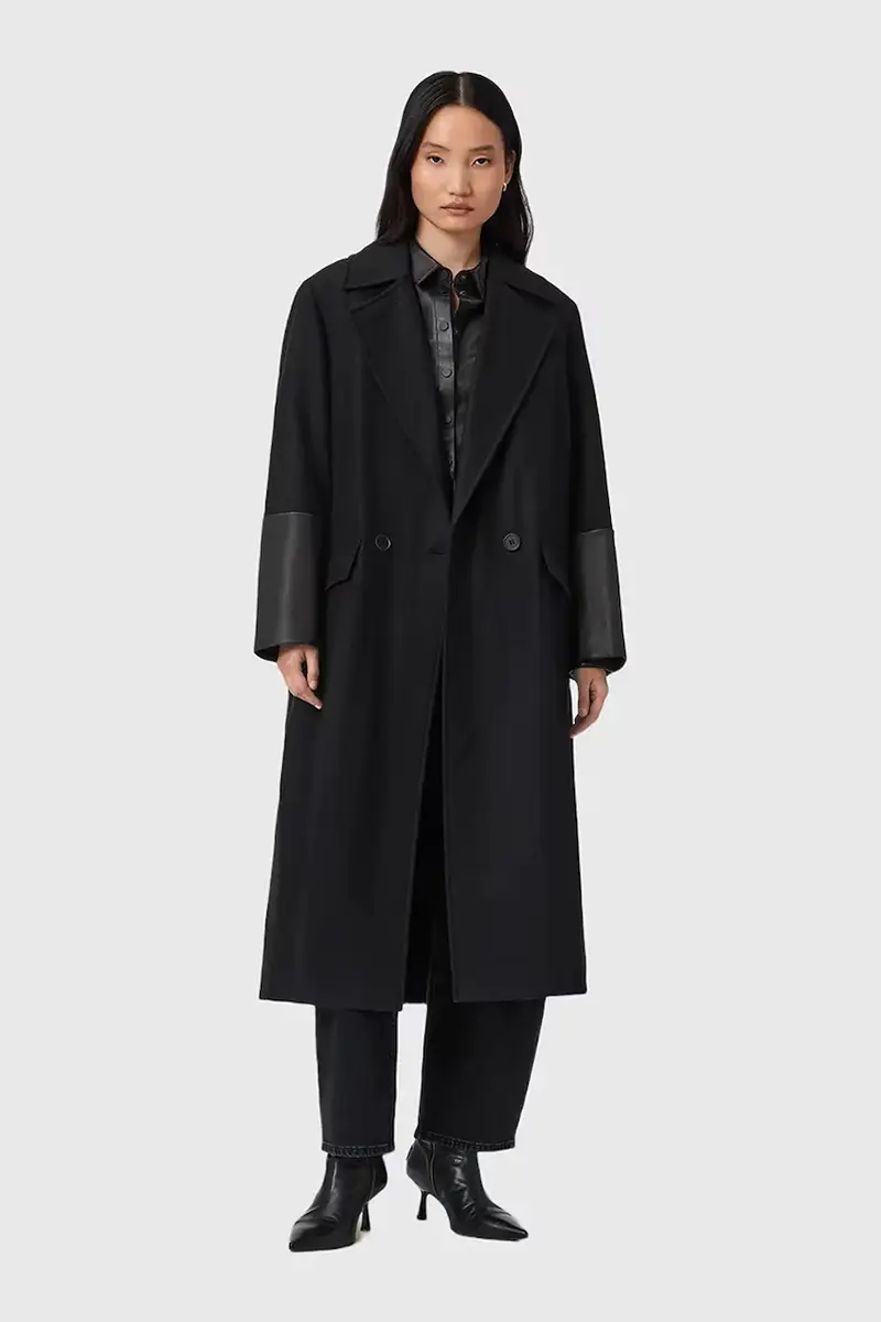 cappotto con lana SELLMA colore nero W020OD