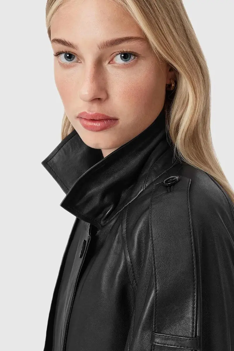 cappotto in pelle REED colore nero W004LD miniatura 3