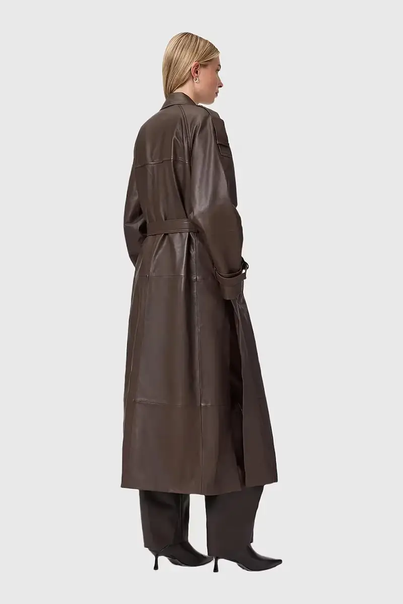 cappotto in pelle REED Marrone miniatura 2