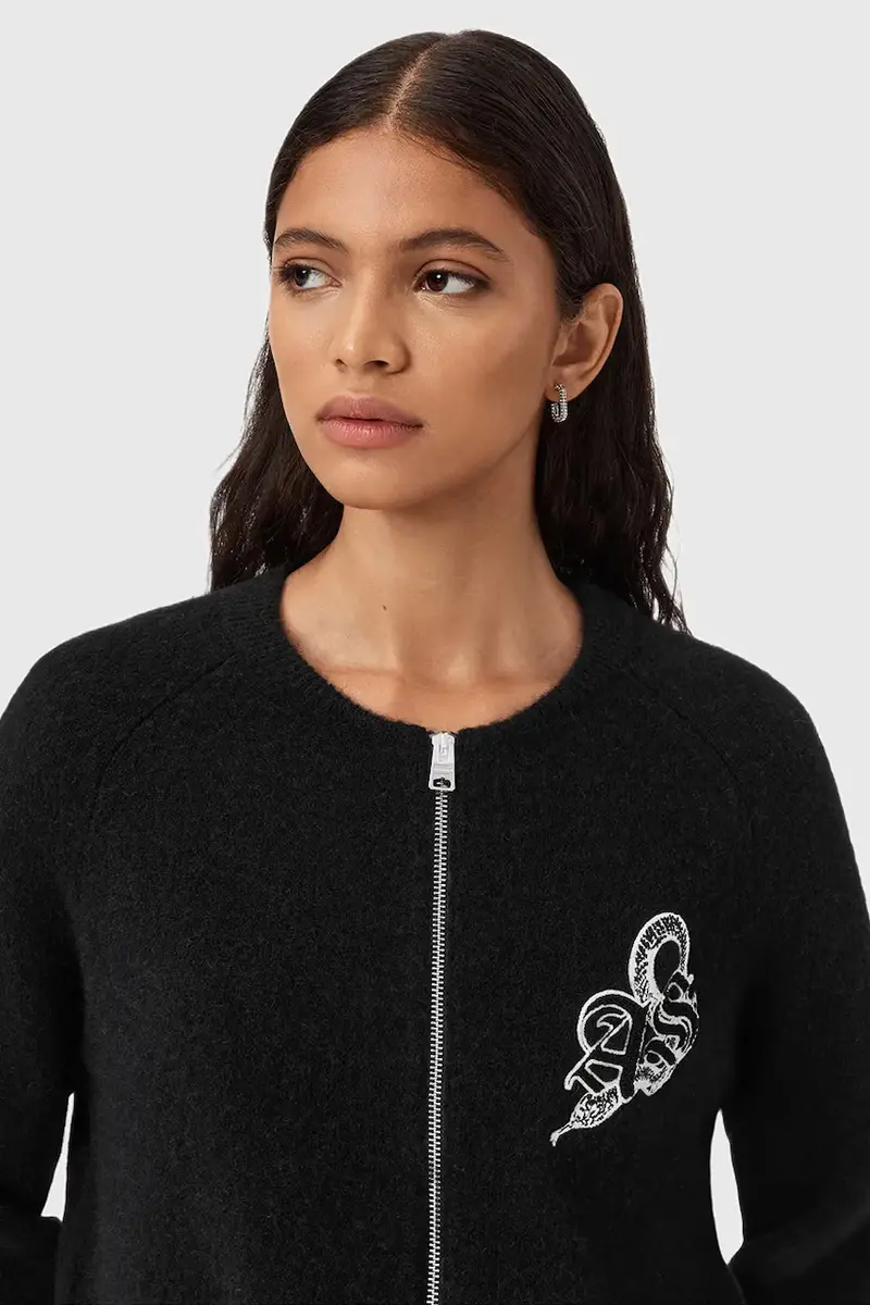 cardigan con lana JAQUELINE colore nero W042KD miniatura 2