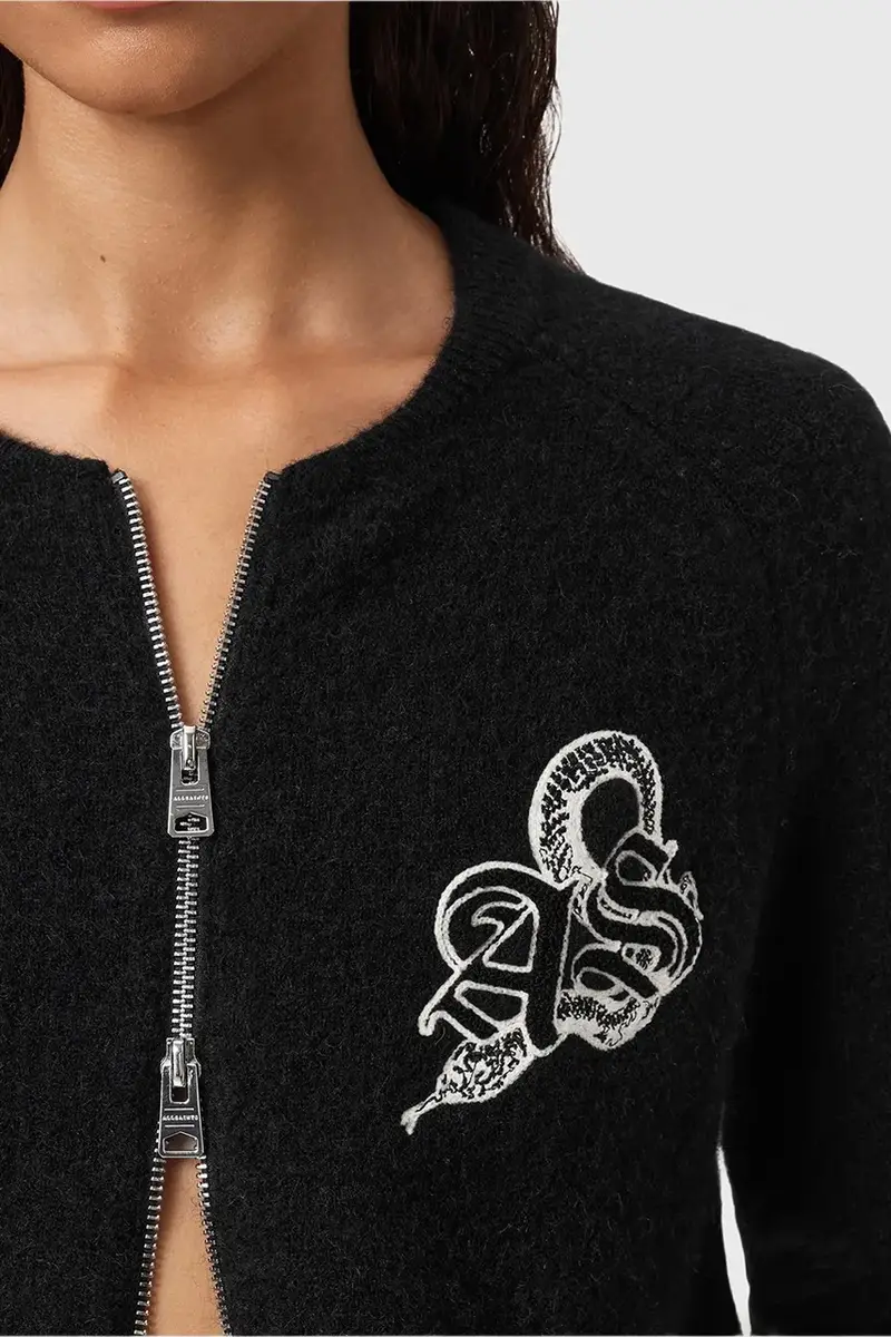 cardigan con lana JAQUELINE colore nero W042KD miniatura 3