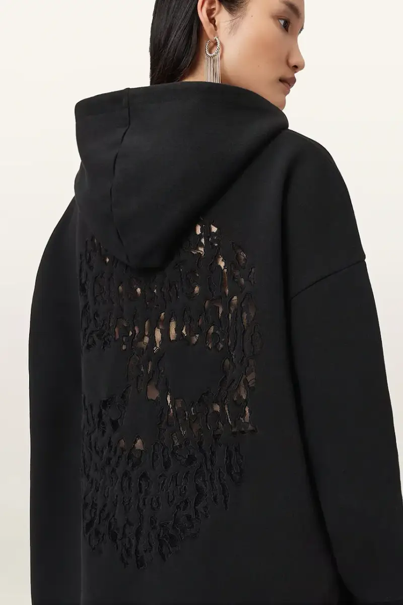 felpa con cotone CRANEO colore nero con cappuccio con applicazione W064JD miniatura 2