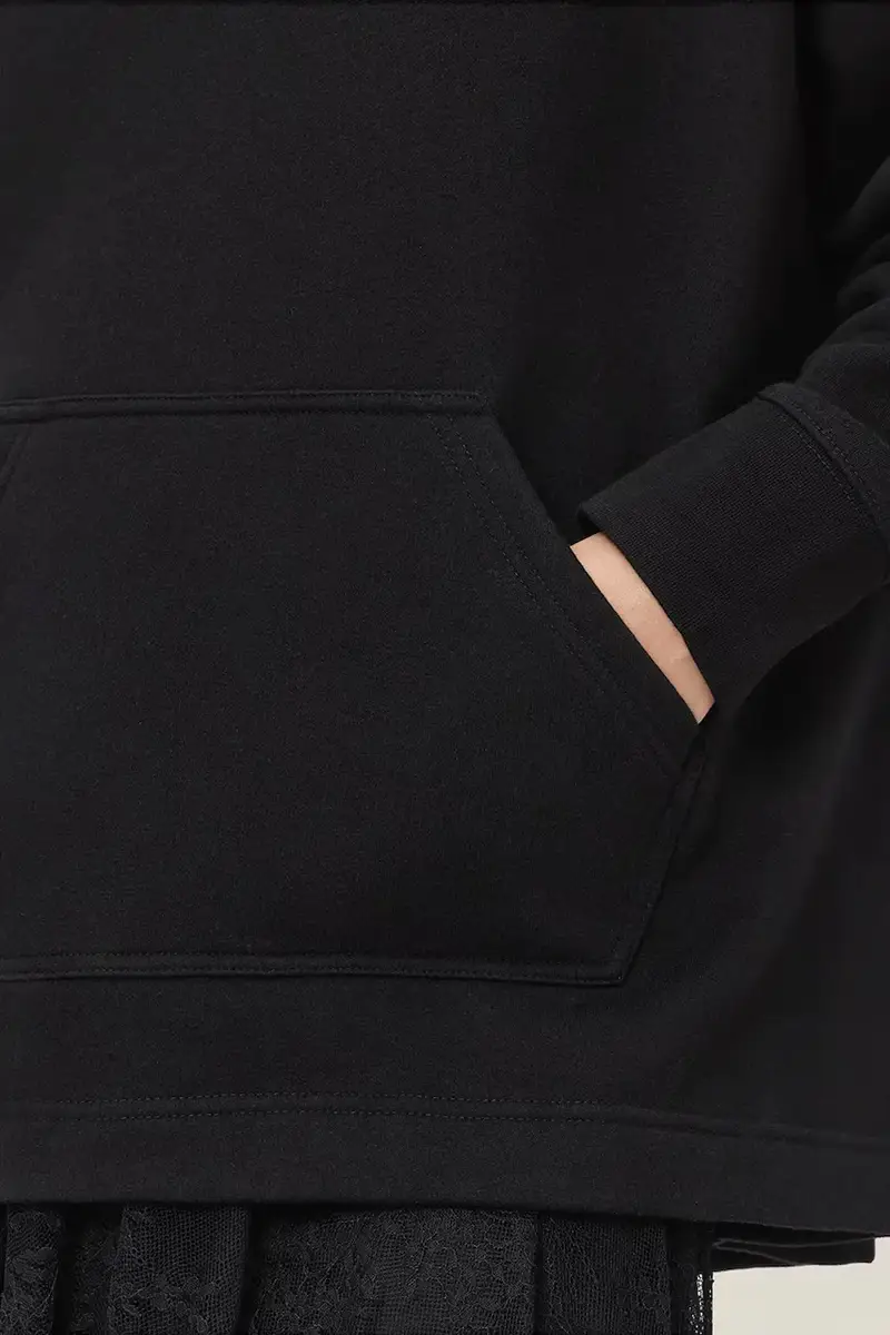 felpa con cotone CRANEO colore nero con cappuccio con applicazione W064JD miniatura 4