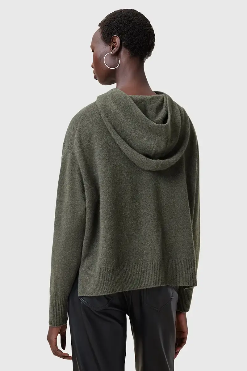 felpa di lana IRINA donna colore grigio con cappuccio W070KC miniatura 4