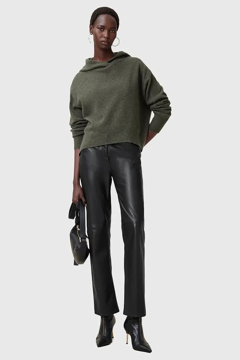 felpa di lana IRINA donna colore grigio con cappuccio W070KC miniatura 5