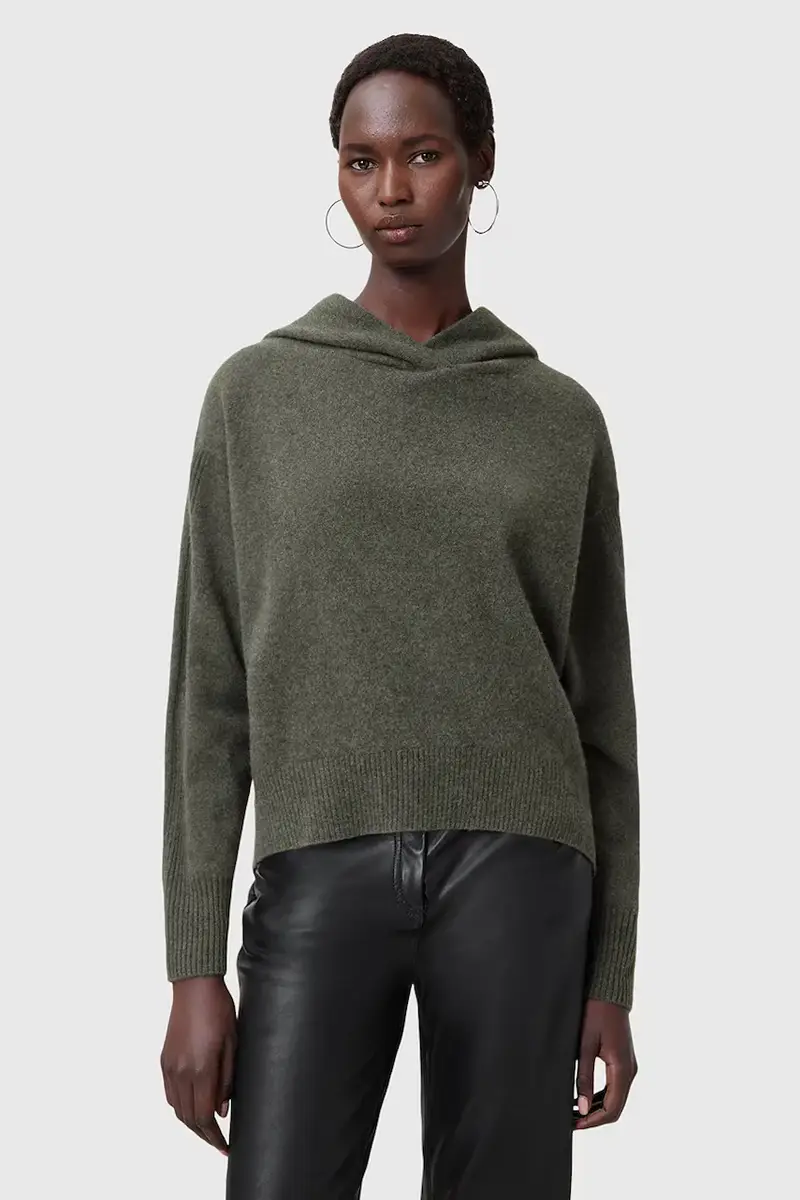 felpa di lana IRINA donna colore grigio con cappuccio W070KC