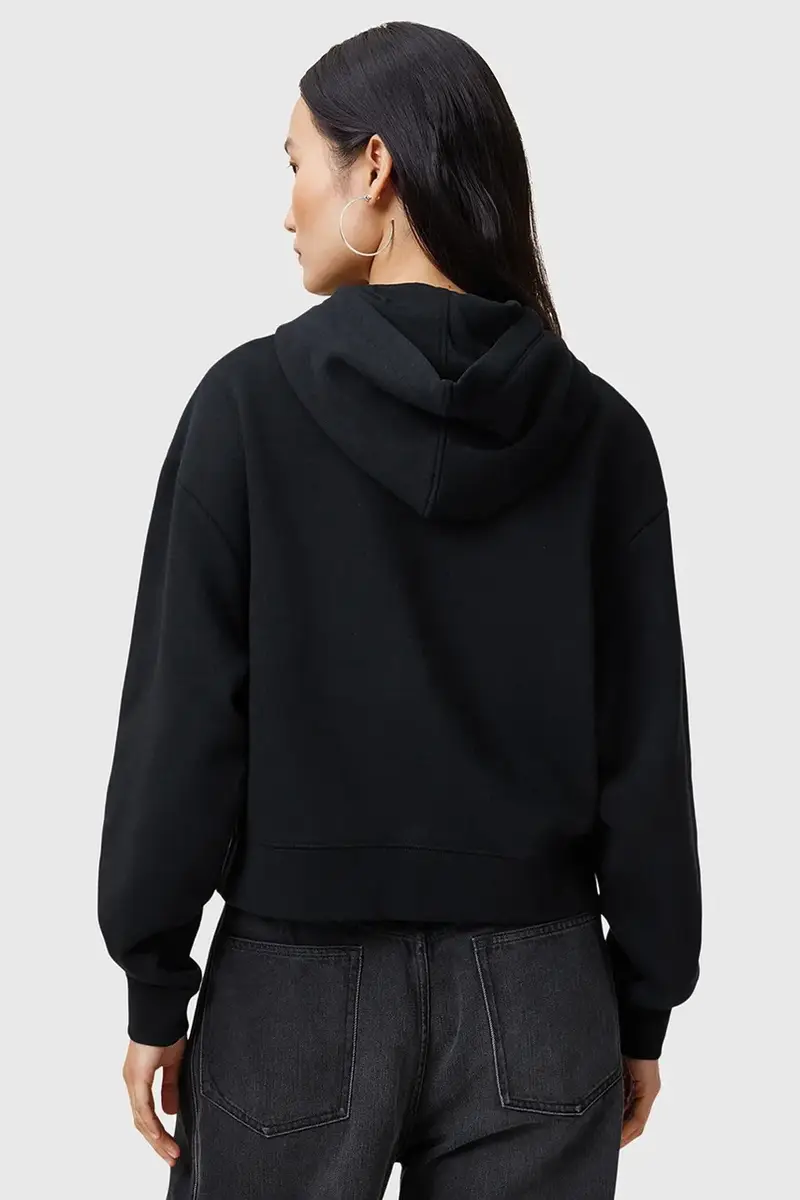 felpa FLOW donna colore nero con cappuccio con applicazione W044JC miniatura 4