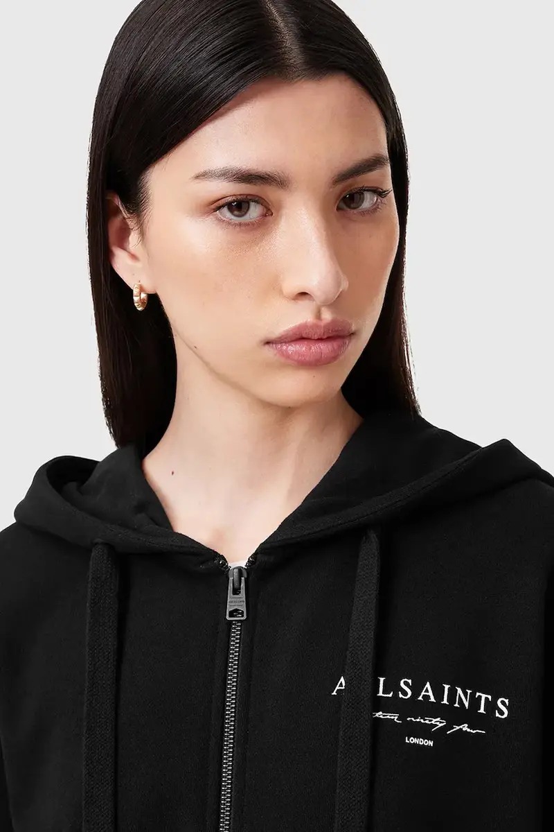 felpa in cotone AROMA donna colore nero con cappuccio W134JC miniatura 3