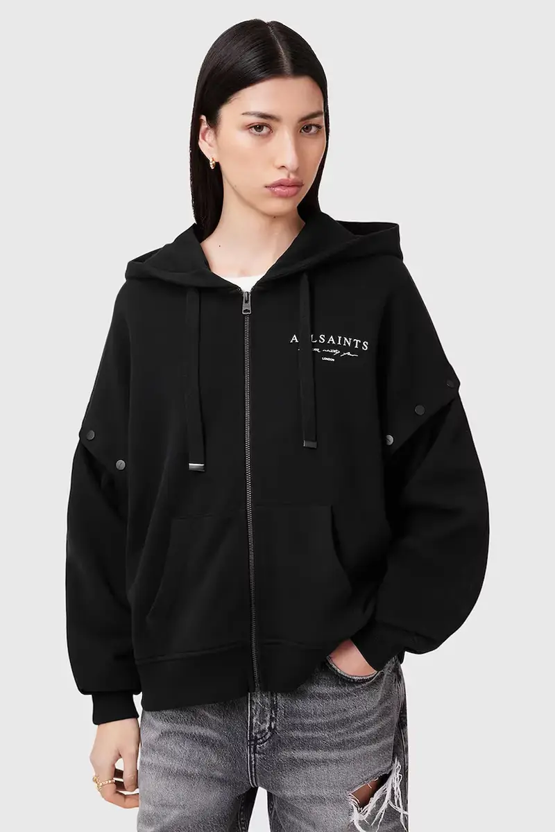 felpa in cotone AROMA donna colore nero con cappuccio W134JC