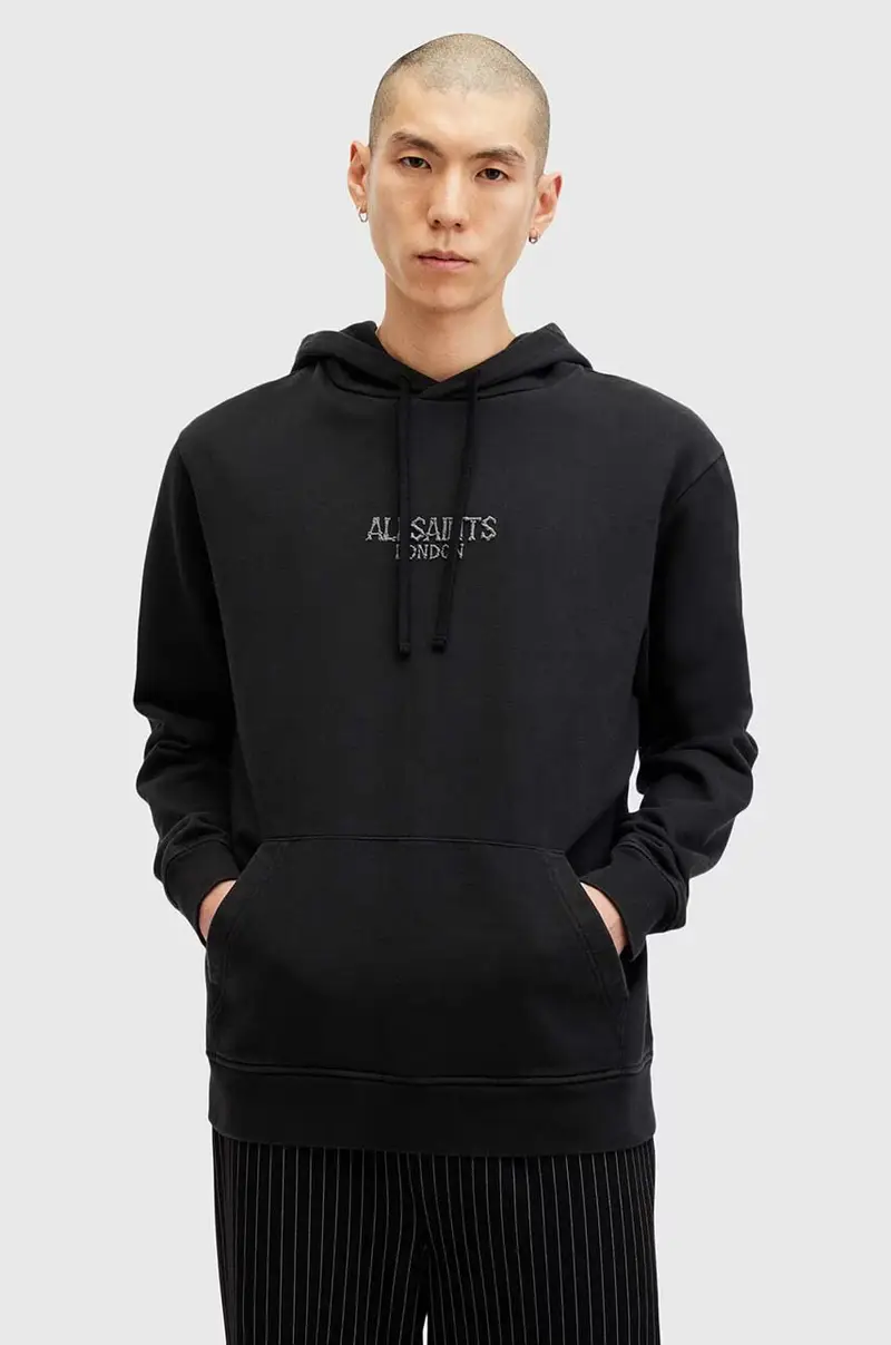 felpa in cotone BONES OTH HOODY uomo colore nero con cappuccio M005NB