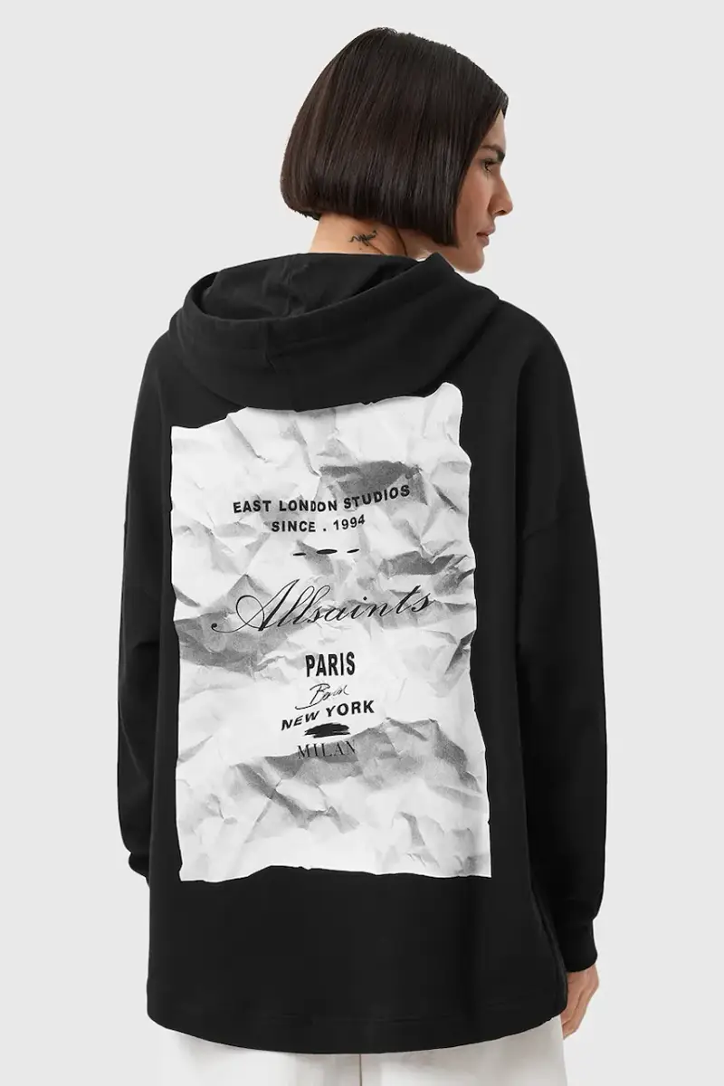 felpa in cotone ETTI donna colore nero con cappuccio W054JD