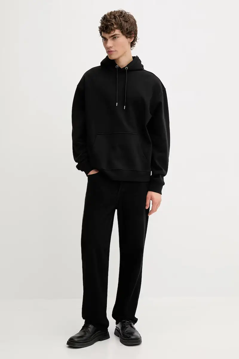 felpa in cotone MILO uomo colore nero con cappuccio M009ND miniatura 2