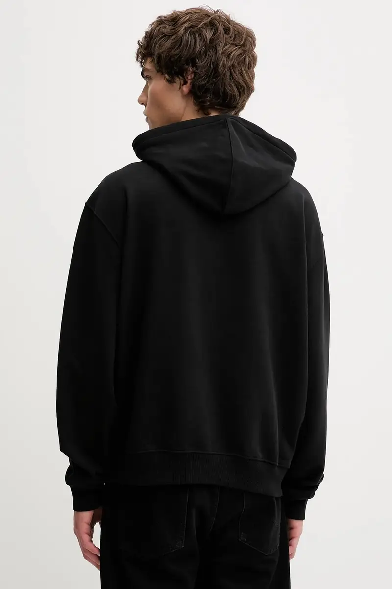 felpa in cotone MILO uomo colore nero con cappuccio M009ND miniatura 3