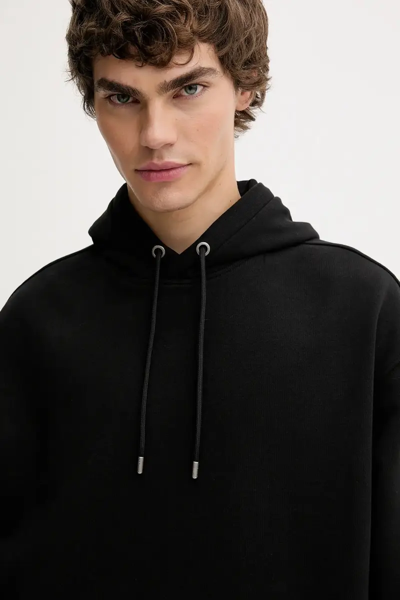 felpa in cotone MILO uomo colore nero con cappuccio M009ND miniatura 4