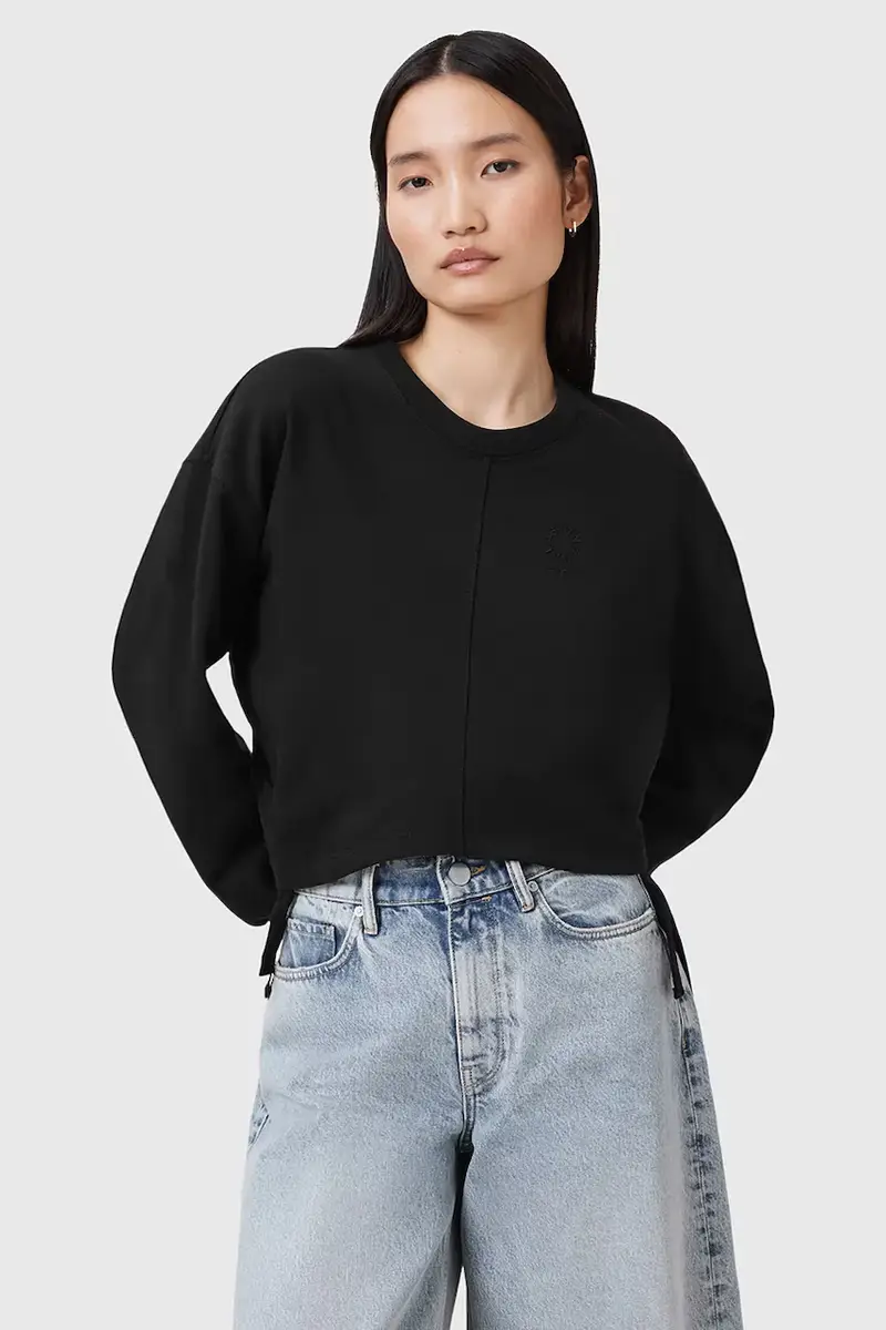 felpa in cotone MIRA donna colore nero W214JC