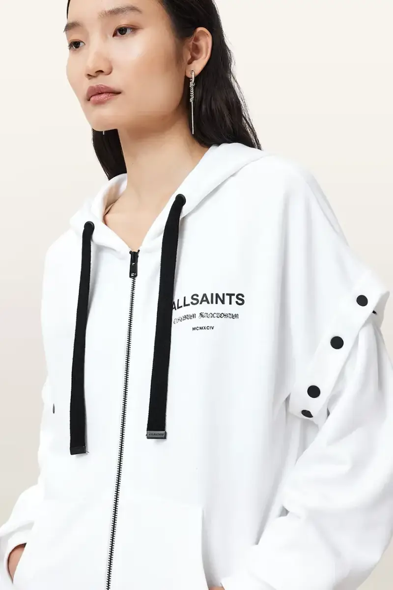 felpa in cotone OMNIUM donna colore bianco con cappuccio W268JB miniatura 3