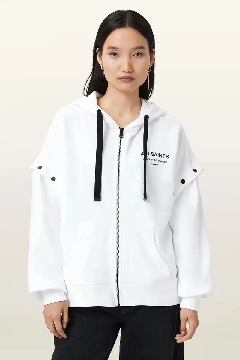 felpa in cotone OMNIUM donna colore bianco con cappuccio W268JB miniatura 4