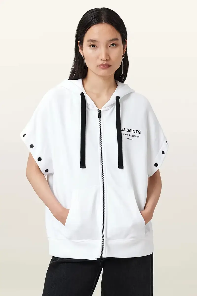 felpa in cotone OMNIUM donna colore bianco con cappuccio W268JB miniatura 5