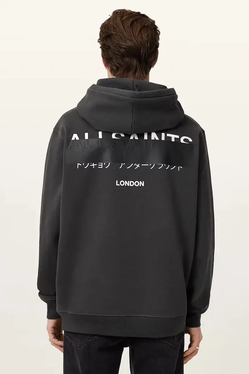 felpa in cotone REDACT uomo colore nero con cappuccio M001NC miniatura 2