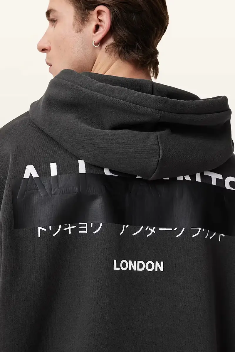 felpa in cotone REDACT uomo colore nero con cappuccio M001NC miniatura 3