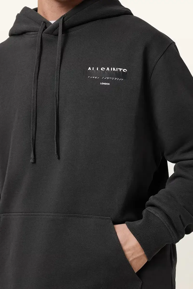 felpa in cotone REDACT uomo colore nero con cappuccio M001NC miniatura 4