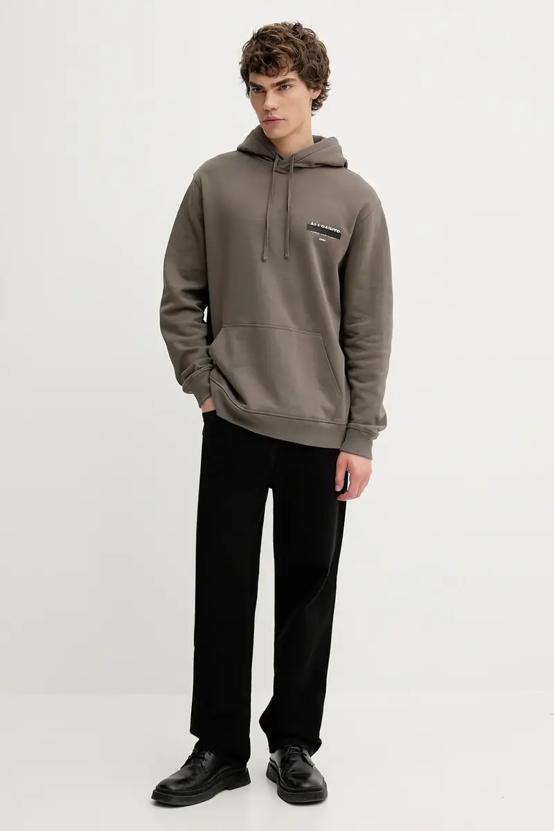 felpa in cotone REDACT uomo colore nero con cappuccio M001NC Verde miniatura 2