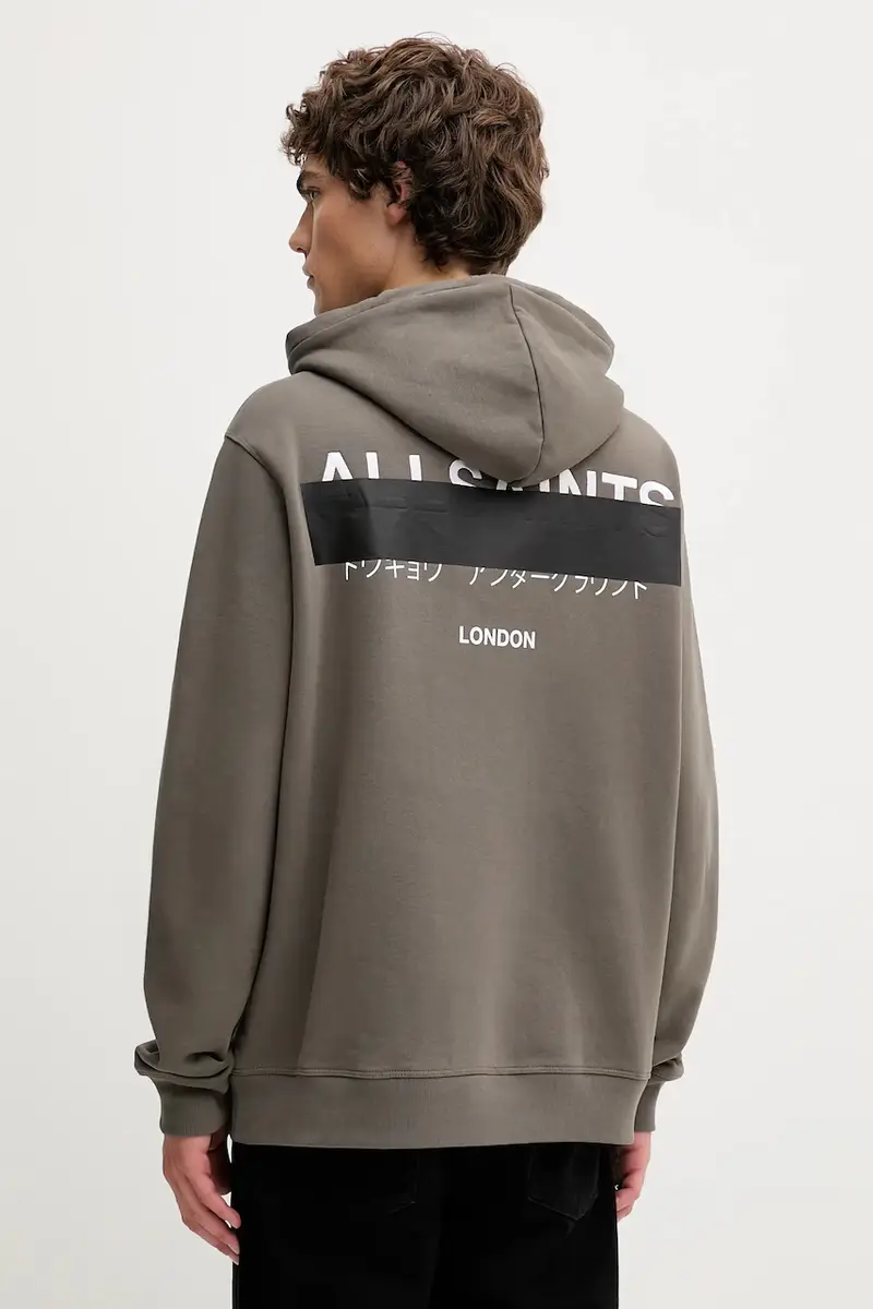 felpa in cotone REDACT uomo colore nero con cappuccio M001NC Verde miniatura 3