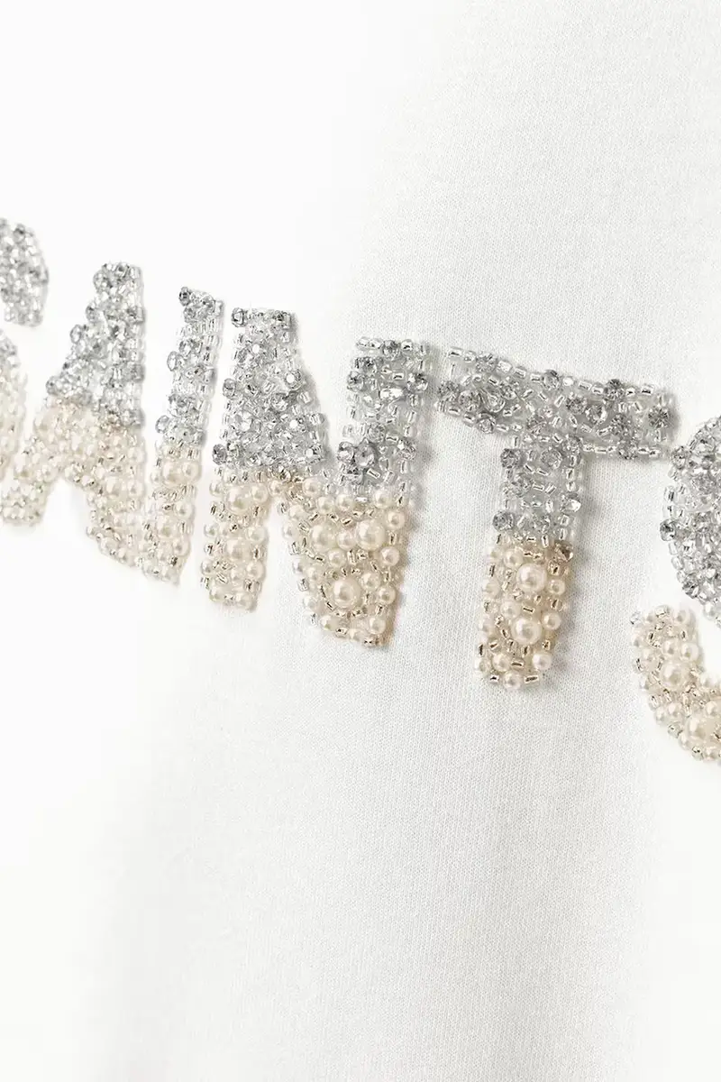 felpa in cotone SEPARO donna colore bianco con applicazione W215JC miniatura 3