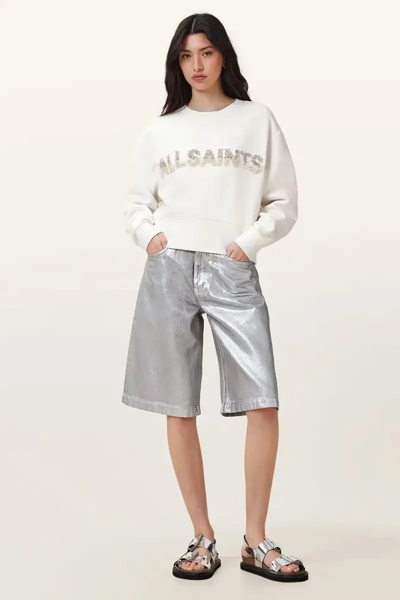 felpa in cotone SEPARO donna colore bianco con applicazione W215JC miniatura 5