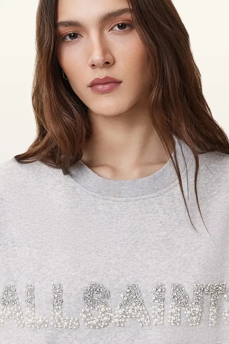 felpa in cotone SEPARO donna colore grigio con applicazione W215JC miniatura 2