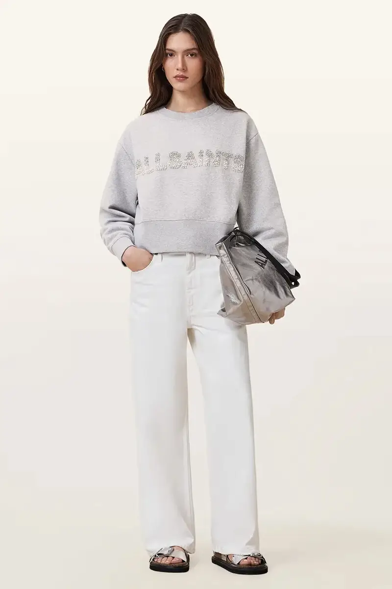 felpa in cotone SEPARO donna colore grigio con applicazione W215JC miniatura 5