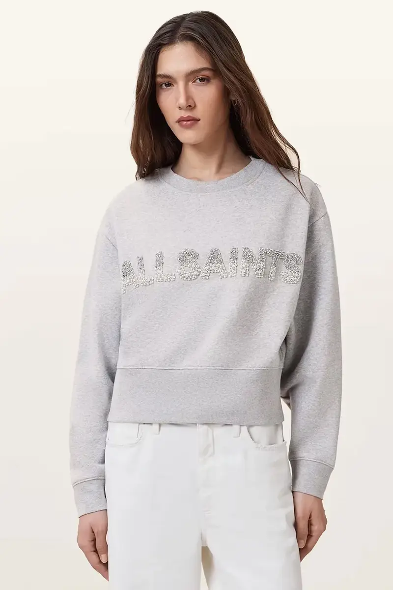 felpa in cotone SEPARO donna colore grigio con applicazione W215JC